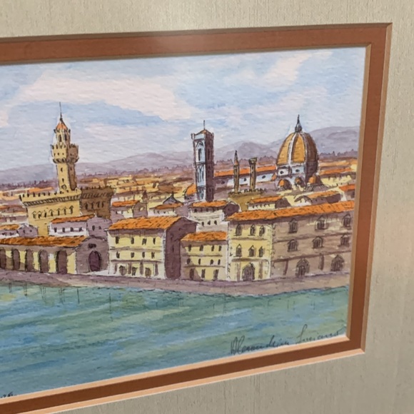 Framed original watercolor Firenze Florence Italy Ponte Vecchio - Picture 8 of 9